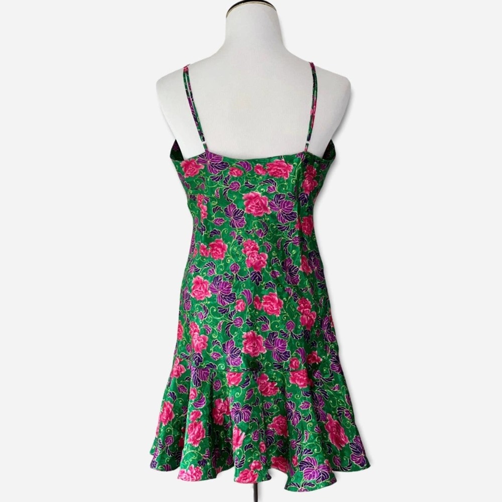 Victoria’s Secret Vintage 80s Gold Label Green Floral Print Slip M - Picture 6 of 9